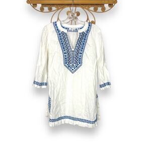 Boden blue embroidered linen top White 4